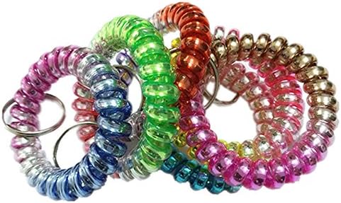 6 New Fashion Soft Spring Spiral Wrist Coil Flexible Plastic Wristband Keychain Key Ring Holder Tag for Gym Pool Sauna and Outdoor Sport (Color 9)