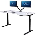 ApexDesk Elite Pro Series 71" x 33" Electric Height Adjustable Stand up Desk, Sit Stand Home Office Desk, Computer Desk - Curved White Top/Black Frame