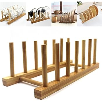 rack bottle drying water drainer wooden stand cup plate kitchen storage drainboard organizer dish lid pot bamboo dishes cabinet bowl