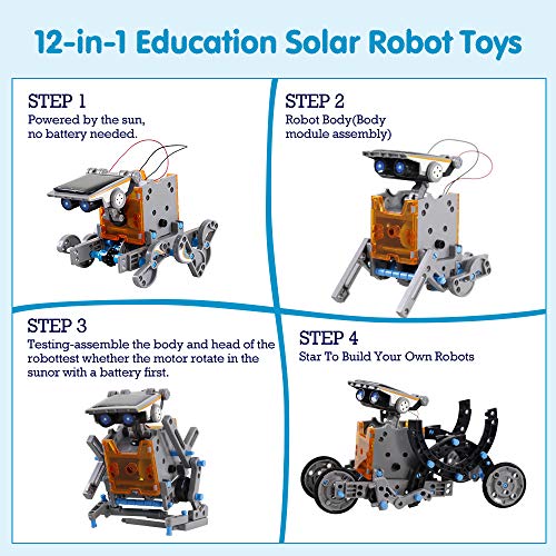 Innoo Tech Stem Robot Educational Toys for kids 8 9 10+ Years Old Solar Robot Science Kits, 12-in-1 STEM Solar Power Toys Kits DIY Science Coding Experiment Educational Building