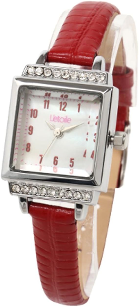 Amazon 腕時計 レディース 防水 革ベルト ビジネス スクエア ウォッチ Fv22 シルバー レッド レディース腕時計 腕時計 通販