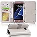 Galaxy s7 edge Case, Arae [Wrist Strap] Flip Folio [Kickstand Feature] PU leather wallet case with ID&Credit Card Pockets For Samsung Galaxy S7 edge (not for S7) beige-grey