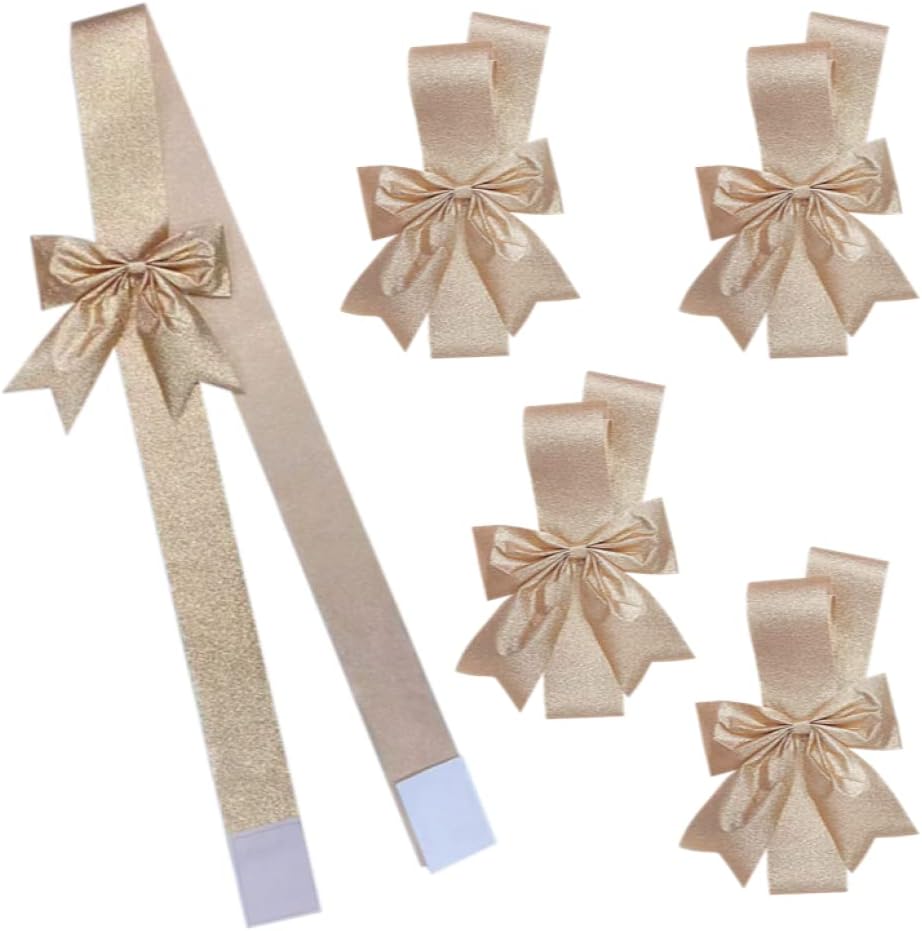 Bows & Ribbons - EZ KITCHEN 4 PCS Cabinet Door Festive Ribbons and Bows Decoration Holidays, Glitter Cabinet Ribbon, Glitter Cabinet Bow, Glitter Champagne Gold, Glitter Rose Gold