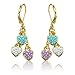 Kids Earrings - 18k Gold Plated Girls Earrings | Hoop Earrings For Girls | Dangle Earrings For Kids Crystal Heart Charms | Nickel Free Earrings For Sensitive Ears | Hypoallergenic Earrings For Girls