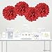 Andaz Press Large Tissue Paper Pom Poms Hanging Decorations, Red, 14-inch, 4-Pack, Christmas Valentine's Day Office Classroom Decorations Colored Birthday Party Supplies