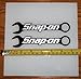 Snap On Logo over Wrenches - Silver on Black HQ Vinyl Sticker Decals! Set of 2 at 6in x 1.2in each