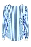 Simplee Apparel Women's Long Sleeve Backless Striped Blouse Shirt with Belt Blue