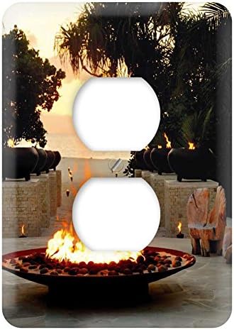 WaPlate - Firepit at Dusk - Tropical Southsea Island - Switch Plate Outlet Cover