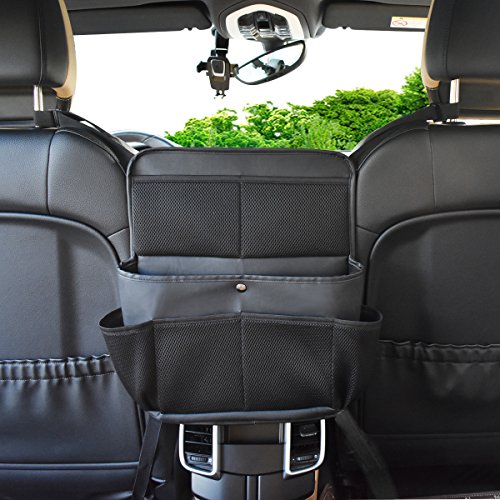 TOCGAMT Car Seat Organizer, Car Organizer Back Seat PU Leather Backseat Organizer Double-Side Between Seats for Kids -1Pack