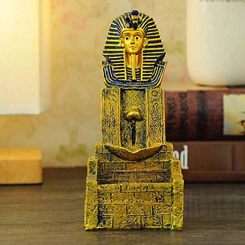 POHOVE-Egyptian-Incense-Burner-Resin-Backflow-Incense-Censer-Smoke-Censer-HolderIncense-Stick-Holder-Golden-Egyptian-Pharaoh-King-Meditation-Waterfall-Incense-Burner-Home-Office-Decor