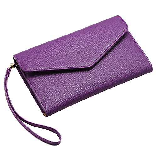 Krosslon Rfid Passport Holder Wristlet Travel Wallet Trifold Documents Organizer Slim Purse, Fit US UK CA Passport Cover Best Traveling Accessories for Women, Chive Blossom(209#)