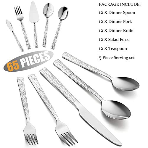 65Piece Silverware Set with Serving Pieces, Efar Stainless Steel