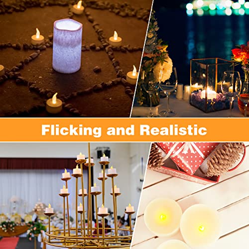 KOABY 12 Pack Warm White Tea Lights With Timer - Battery Operated Flameless Flickering Candles, No Remote