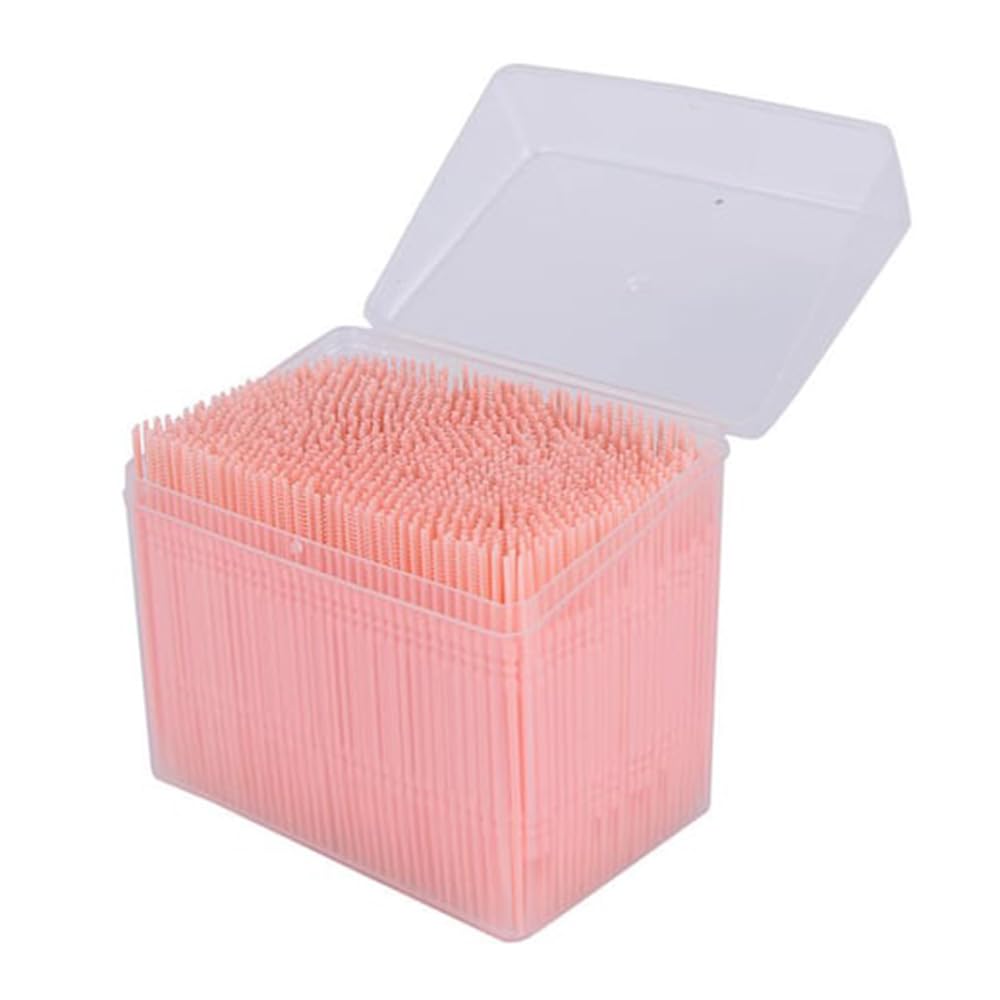 Disposable Plastic Toothpick Dental Flossers Picks Portable Practical Oral Toothpick with Clear Case 1100Pcs Double Head Soft Interdental Teeth Cleaning Brush Tool Stick Orange