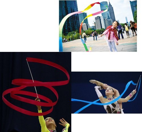 Eforstore 4M Dancing Ribbon Streamer Dance Baton Gym Rhythmic Ribbons with Wand Art Artistic Gymnastics Ballet Twirling Rod Stick for Women Girls Kids (Blue)