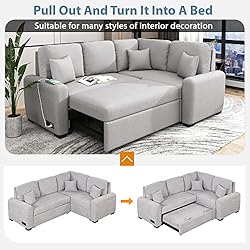 3 in 1 Convertible Sectional Sofa with Pull Out Bed