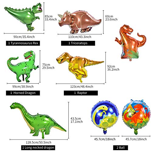 Herefun 8 Stücke Dinosaurier Folienballon, Dinosaurier Ballons Wiederverwendbare Heliumballons, Folien Ballons für… – Bild 3
