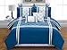8 Piece Jasper Blue Embroidery Bed-in-a-bag Comforter Set King