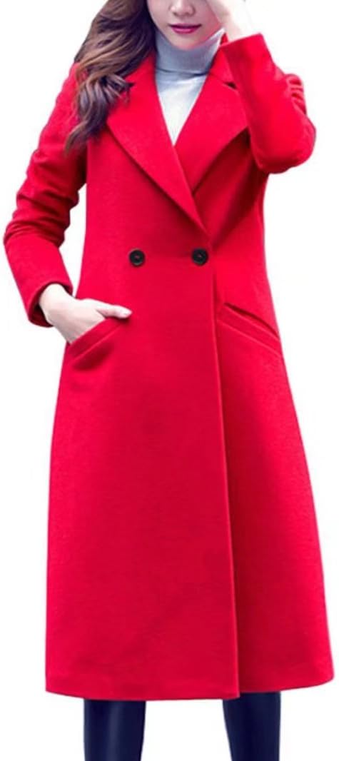 OutTop Women's Fashion Long Style Double-Breasted Coat Overcoat Parka Cardigan
