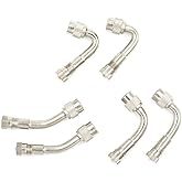 CKAuto 6 Pack 45 Degree 90 Degree 135 Degree Metal Valve Stem Extenders, Universal Valve Stem Extensions, Silver
