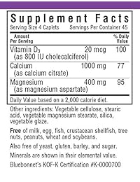 Citrato de calcio, magnesio plus, vitamina D de Bluebonnet, 180, 1