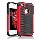 iPhone 4s Case ,[Corner Protection] Protective Case Detachable Defender Thin Protective Anti-dirt Scratch Resistant Hard Soft Heavy Duty Rubber Bumper Cover for iPhone 4 4s(Black/Red)