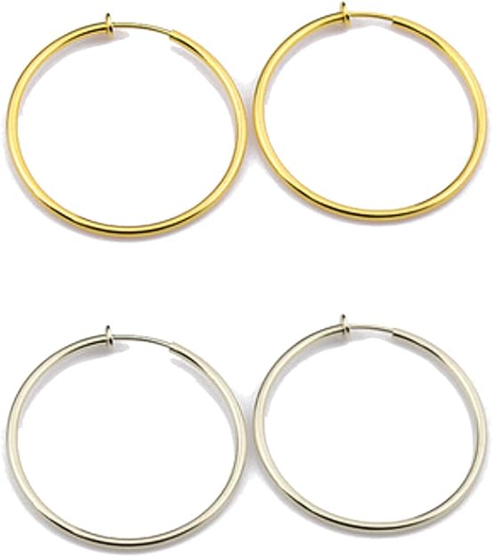 Amazon Zessica ゼシカ イヤリング 大きめ イヤーカフ レディース 人気 ブランド マデュアシリーズ 両耳 リング 50mm フープイヤリング シルバー ゴールド イヤリング 通販