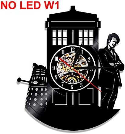 ACHZX Doctor Who LED Silhouette Backlight Modern Light Vinyl Clock Color Change Decor Art Lamp Remote Control Record Night Light-A