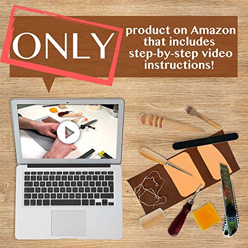 Leather Tools for DIY Leather Project | The Leather Sewing Kit Includes the Required Leather Working Tools, Veg Tan Leather and Video Instructions | Best gift for men, dad gifts
