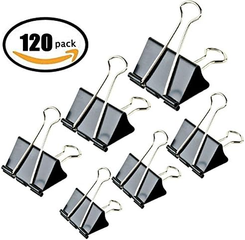 120Pack Binder Clips - Paper Clamp For Paper Clips Paper binder Assorted Sizes (Black)