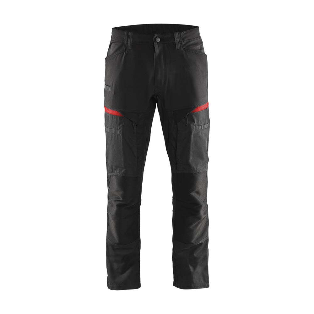 Blaklader 145618459956C62 Service Work Trousers with Stretch, Black/Red, Size C62