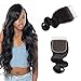 10A Brazilian Closure Body Wave 100% Unprocessed Virgin Human Hair Lace Closure 4X4 Free Part Natural Black (12 Inch, fp closure)