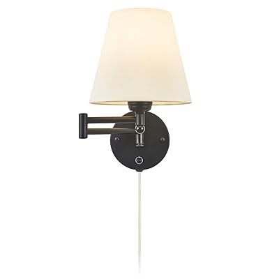 Swing Arm Wall Lamp 7.1" Shade Opaque Ivory Linen
