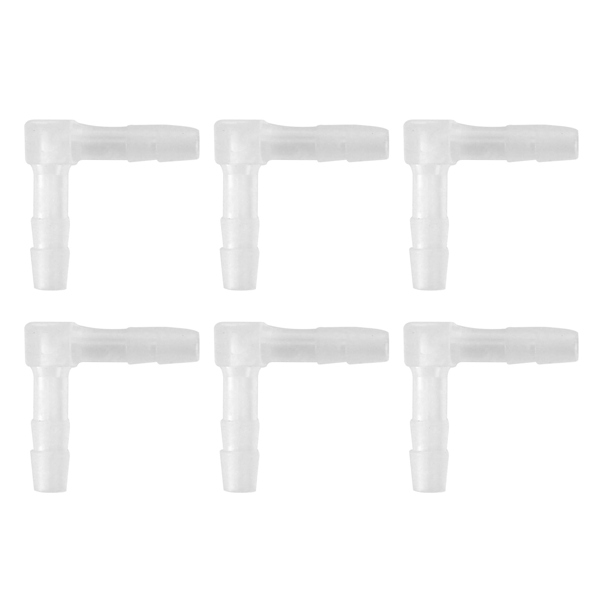 Photo 1 of Partuto 6 Pcs Universal Automotive Vacuum Tubing Connector - Car 90 Degree 4mm / 5/32" L Shaped Vacuum Tubing Connector Assortment 2 Way Vacuum Line Fittings - Plastic Transparent