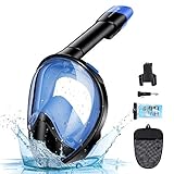 Powerextra Snorkel Mask 180° Panoramic View Anti-Fog Anti-Leak Design Compatible with Gopro and Other Detachable Camera Mounts (Size: L/XL)