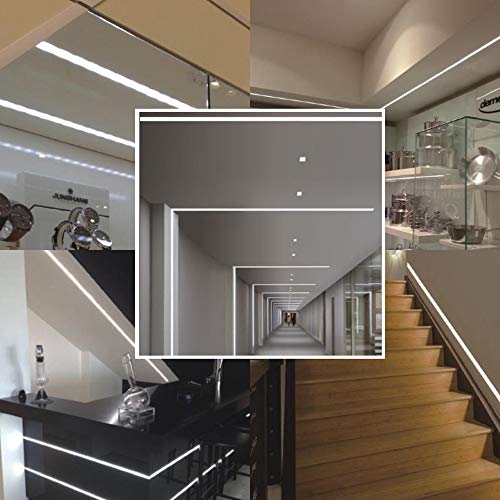 6Pack 3.3Ft (1M/PCS) Plaster LED Profile Channel, Trimless Recessed LED Aluminum Channel with Flange for 20mm LED Strip, Drywall LED Profile System with Diffuser Fixed with Screws (6PCS1M(3.3ft))