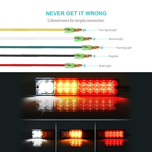 2 MICTUNING+Trailer+Bar+Waterproof+Parking+Red+Amber+White