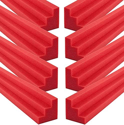 Foamily Red XL Column Acoustic Wedge Studio Foam Corner Block Finish Corner Wall in Studios or Home Theater (8 Pack)