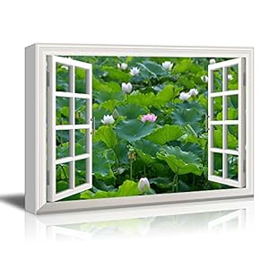 Creative Window View Lotus in a Pond