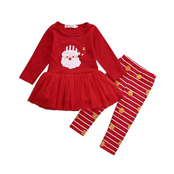 Toddler Girl Halloween Pants Outfit, Baby Ruffles Shirt Tops+Bell-Bottomed Pant Christmas Clothes 2Pieces Set (Christmas…