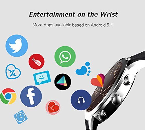 L@YC New Business Android 5.1 Smart Watch 3G Fitness Watch with SIM Card Slot,Call/SMS/Twiter/Facebook/Whatsapp/HD Touch Screen for iPhone iOS Android Phones, Black