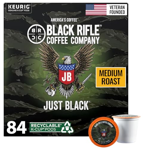 Black Rifle Coffee Company Just Black, 84 Count, Medium Roast K Cups - Single Serve K Cups Coffee Pods - Kcup Pods Compatible with all Keurig machines - Made from Arabica Beans