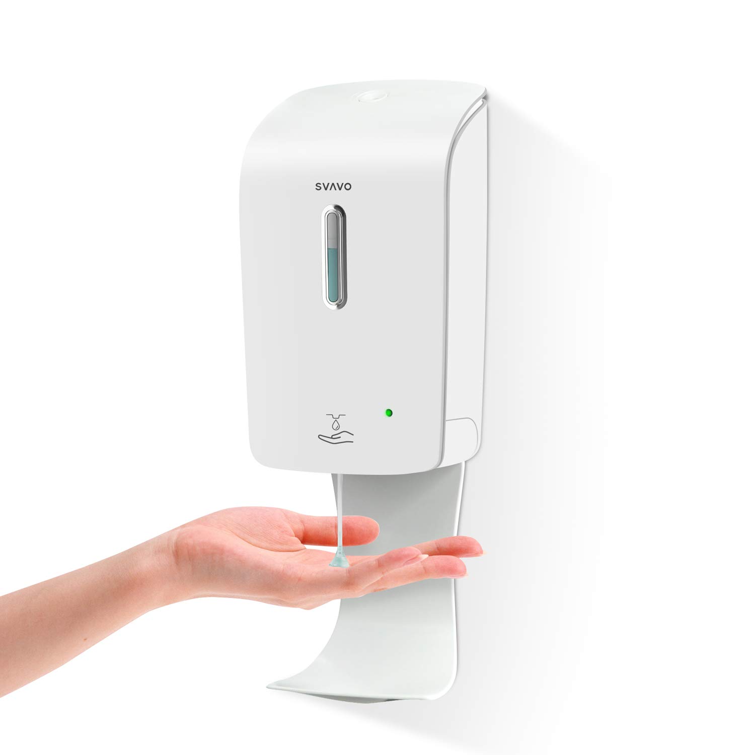SVAVO Automatic Hand Sanitizer Dispenser, Wall Mounted Touchless Soap Dispenser, Gel Liquid Sanitizer Dispenser Unit Holder with Tray for Hotel, Office, Home, Gym, Healthcare Facilities 1000ml(White)