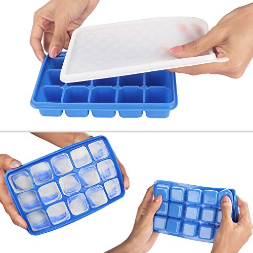 Kurtzy 4Stk Eiswürfelbehälter mit Deckel Transparent - Flexible Eiswürfelform Silikon, Eiswürfelbox für 60 Eiswürfel… – Bild 6