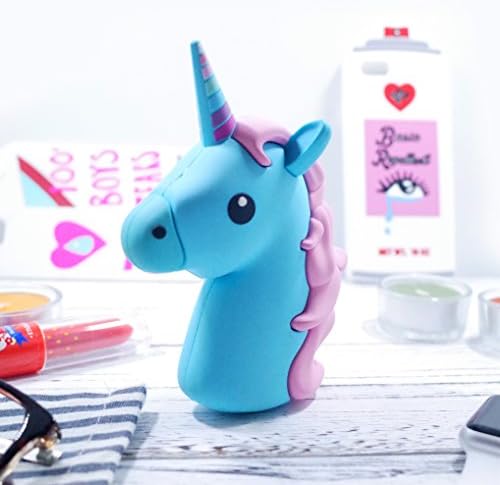 Unicorn Emoji Stuff Emoticon External Battery Power Bank2600mAh 5V/1.5A|,Adorable Unicorn Emoji Stuff Portable Charger Backup Pack With 3.2FT Micro USB Cable For IOS&amp;Android Phones By Jack&amp;Chloe,Blue