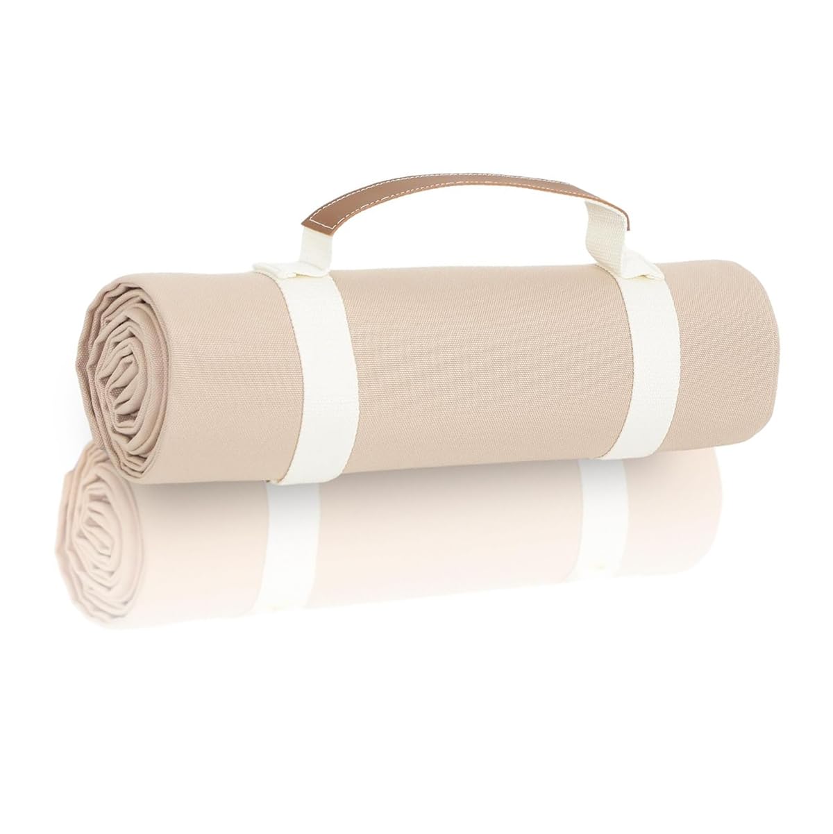 Photo 1 of NOONOOJOOJOO 4'9" x 6'3" White Lightweight Water-Resistant Canvas Mat – Picnic, Outdoor, Beach, Park, Camping, Toy Mat