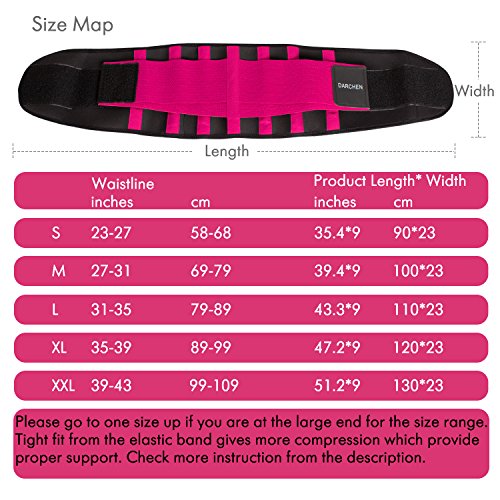 DARCHEN Lumbar Support Belt with Dual Adjustable Straps and 4 Stabilizing Bones Post Operative or Surgical Abdominal Binder Posture Corrector Back Brace for Women Men Rose Red Size M - Thumbnail 3