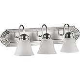 Quorum International 5094-3-165 Vanity Lights with Alabaster Swirl Glass Shades, Satin Nickel