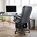 Komene Luxurious Executive Office Chair, High-Back Leather Computer Desk Chairs with Flexible Rocking System and Thickened Armrests with Padded, Dark Grey