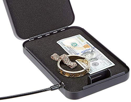 BILLCONCH Metal Handgun Safe, Mini Car Safe Jewelry Box Gun Safe,Portable Key Lock Safe Pistol Box with Security Cable - Thumbnail 4